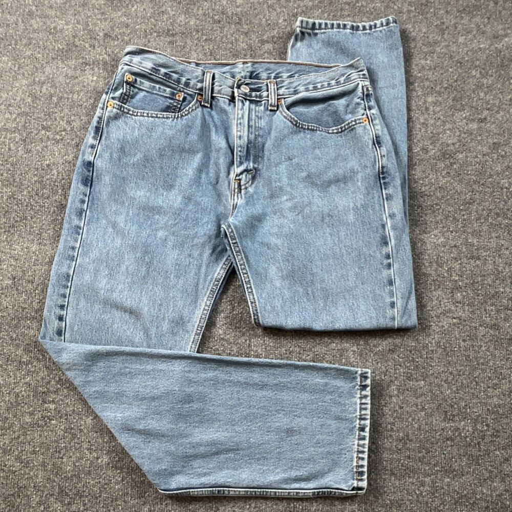 Levi's Men's 505 Denim Jeans 34 x 32 Blue Straight Leg Medium Wash 100% Cotton